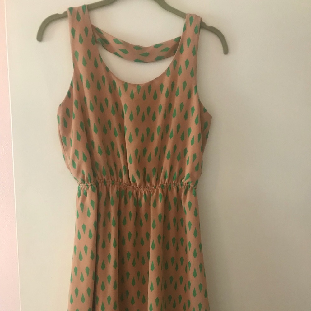 Green and peach dress